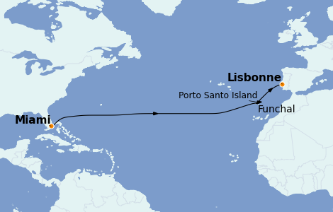 Itinéraire de la croisière Îles Canaries 13 jours à bord du Seabourn Ovation