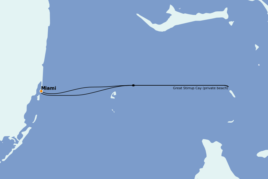 Itinéraire de la croisière Caraïbes de l'Est (Antilles) 2 jours à bord du Norwegian Aqua
