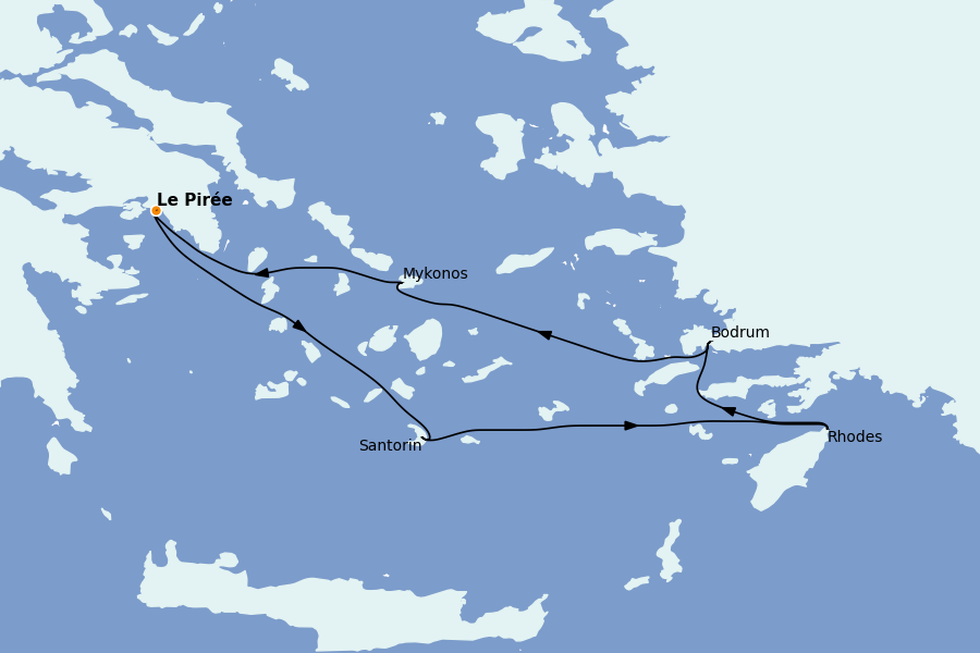 Itinéraire de la croisière Îles Grecques, Adriatique et Turquie - Méditerranée Orientale 7 jours à bord du Scarlet Lady