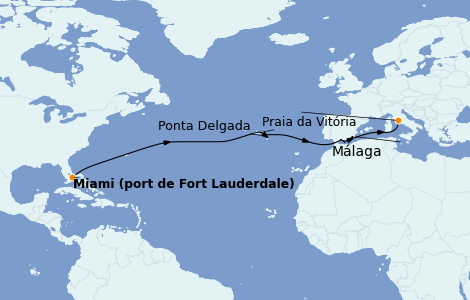 Itinéraire de la croisière Méditerranée 14 jours à bord du Ms Oosterdam