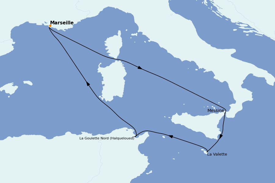 Itinéraire de la croisière Méditerranée 7 jours à bord du Renaissance