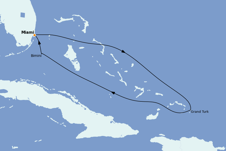 Itinéraire de la croisière Caraïbes de l'Est 5 jours à bord du Valiant Lady