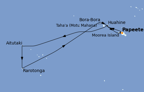 Itinéraire de la croisière Polynésie 11 jours à bord du Paul Gauguin
