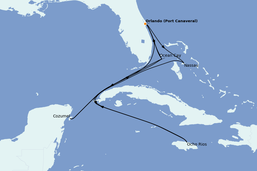 Itinéraire de la croisière Caraïbes de l'Est (Antilles) 12 jours à bord du MSC Seashore