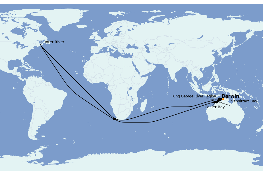 Itinéraire de la croisière Alaska, Canada et Glacières 10 jours à bord du Le Soléal