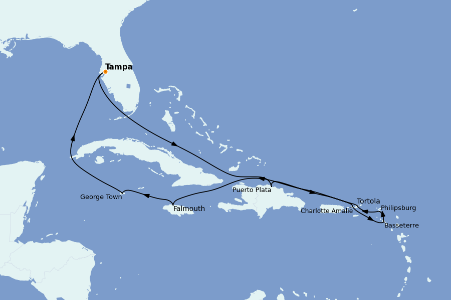 Itinerario del crucero Caribe del Este (Antillas) 12 días a bordo del Norwegian Star