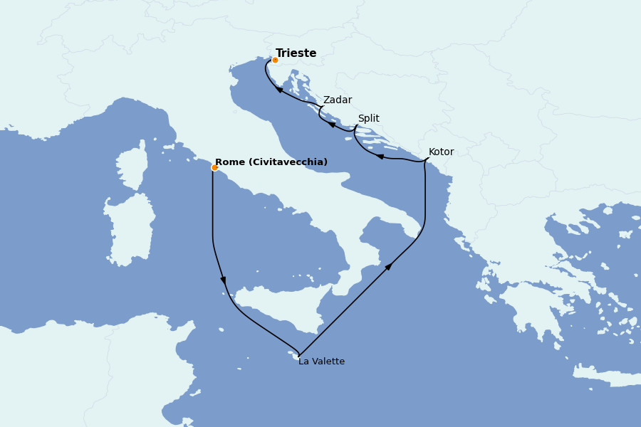 Itinéraire de la croisière Îles Grecques, Adriatique et Turquie - Méditerranée Orientale 7 jours à bord du Queen Elizabeth