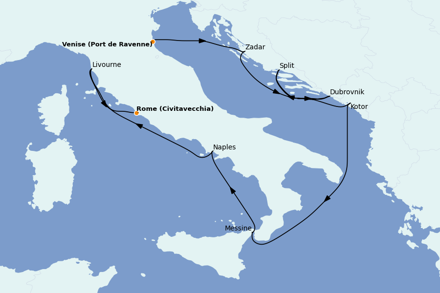 Itinéraire de la croisière Méditerranée Occidentale 11 jours à bord du Celebrity Constellation