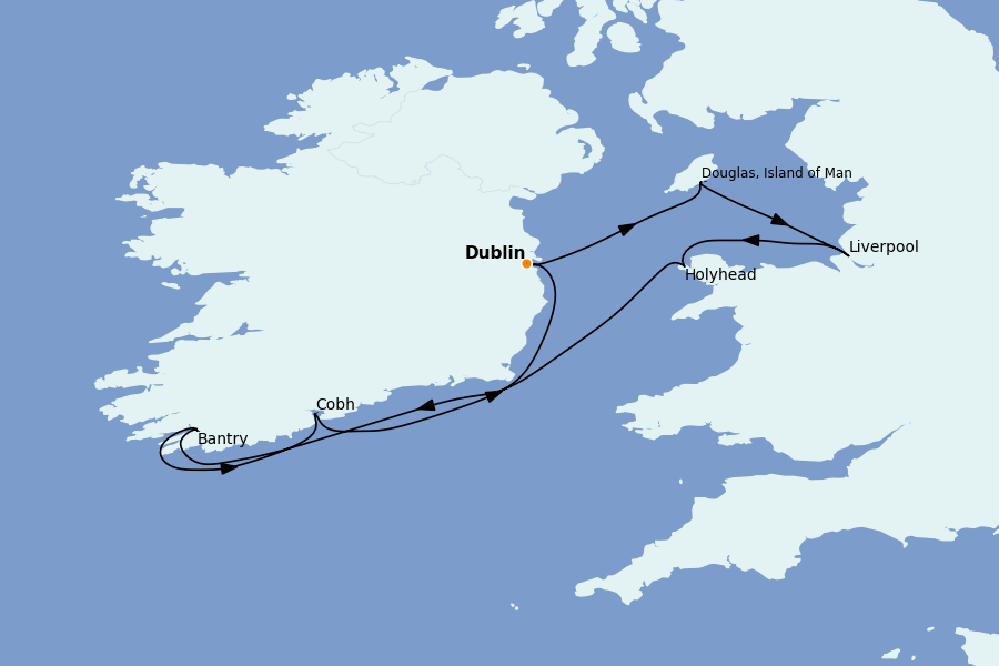 Itinéraire de la croisière Îles Britanniques 7 jours à bord du Le Lapérouse
