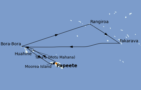 Itinéraire de la croisière Polynésie 10 jours à bord du Paul Gauguin