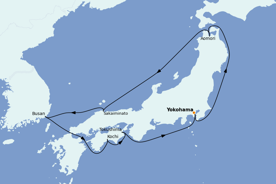 Itinéraire de la croisière Asie 10 jours à bord du Diamond Princess
