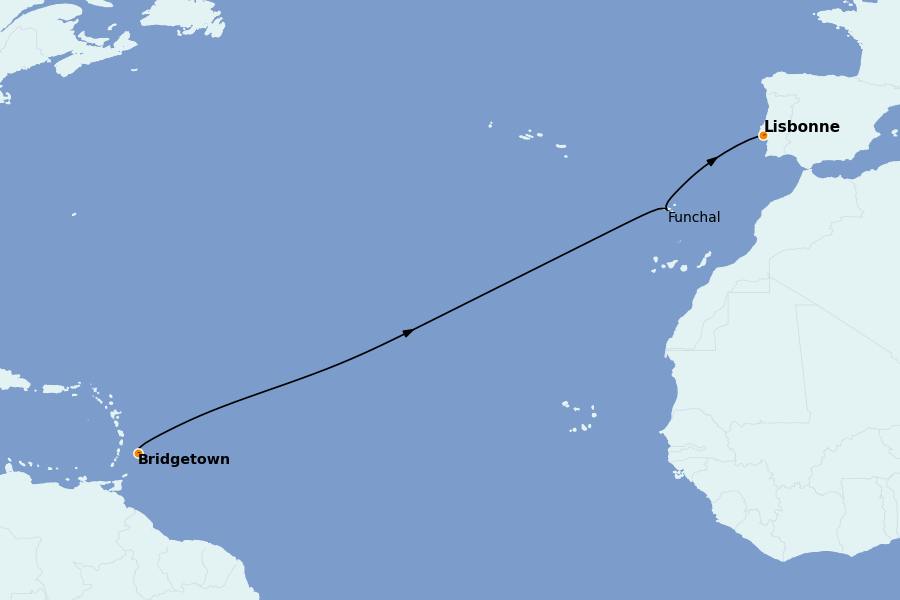 Itinerario del crucero Mediterráneo Occidental 12 días a bordo del Silver Shadow