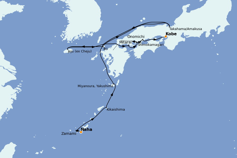 Itinéraire de la croisière Chine, Japon, Hong Kong, Taïwan, Corée du Sud 13 jours à bord du Le Jacques Cartier