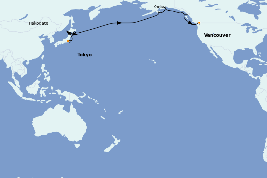 Itinéraire de la croisière Alaska, Canada et Glacières 17 jours à bord du Seven Seas Explorer