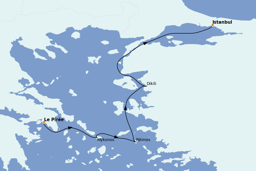 Itinéraire de la croisière Grèce & Adriatique 7 jours à bord du Star Flyer