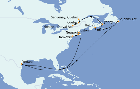 Itinéraire de la croisière Canada 10 jours à bord du Insignia