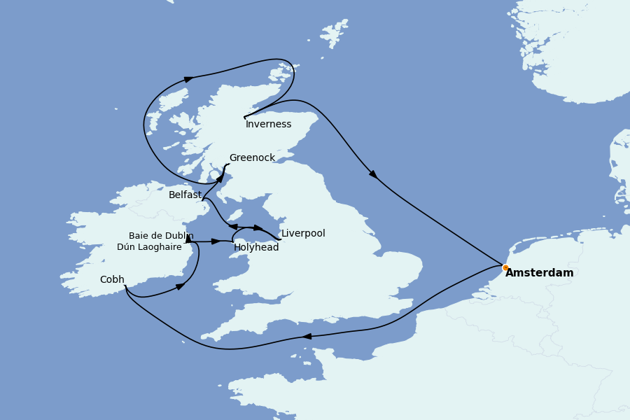 Itinéraire de la croisière Mer Baltique - Russie - Mer du Nord 12 jours à bord du Celebrity Eclipse