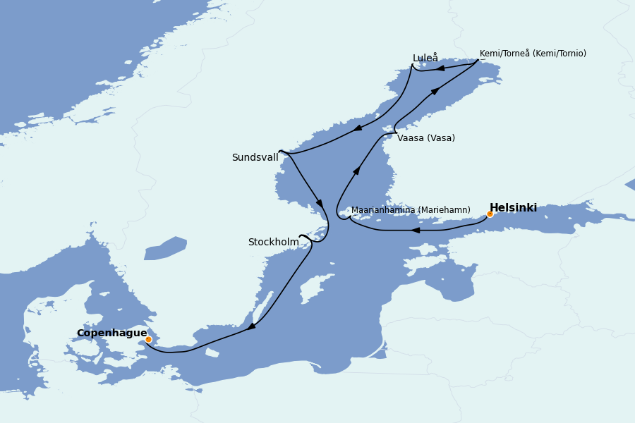 Itinéraire de la croisière Mer Baltique - Russie - Mer du Nord 12 jours à bord du Insignia