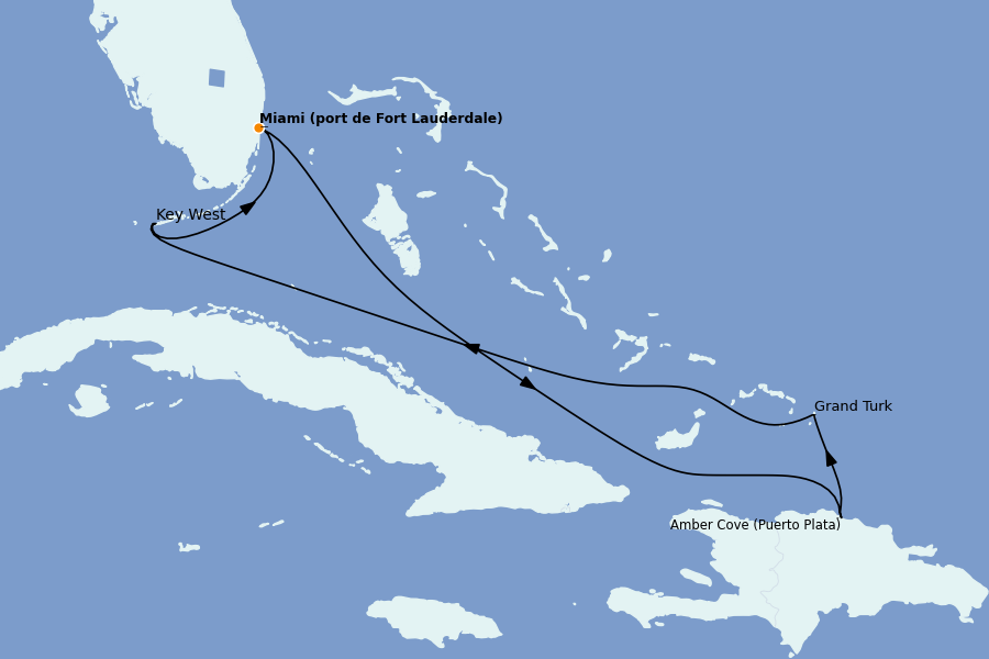 Itinéraire de la croisière Caraïbes de l'Est 7 jours à bord du Ms Eurodam
