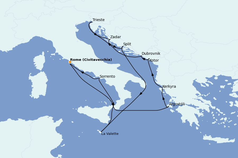 Itinerario del crucero Mediterráneo Occidental 14 días a bordo del Queen Victoria