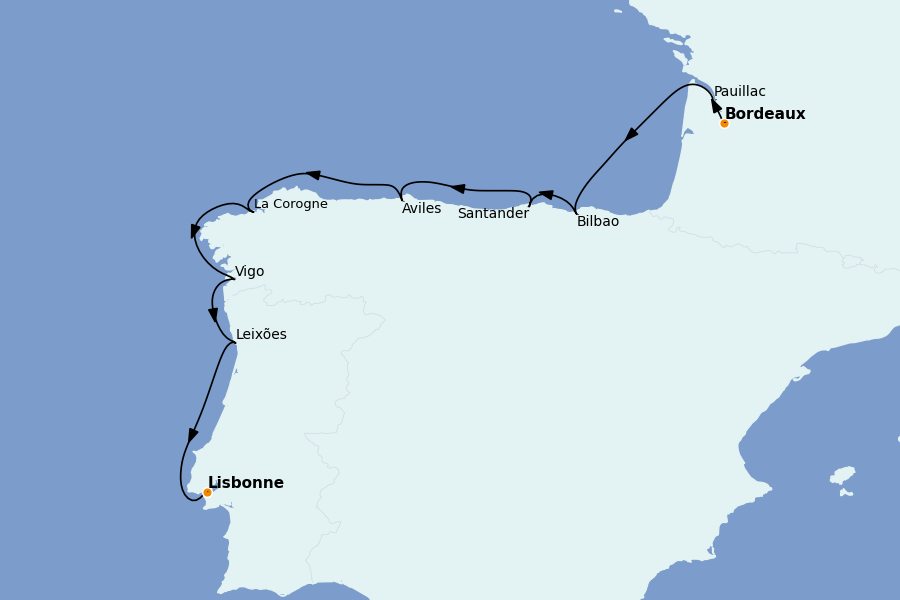 Itinéraire de la croisière Méditerranée Occidentale 10 jours à bord du Le Champlain