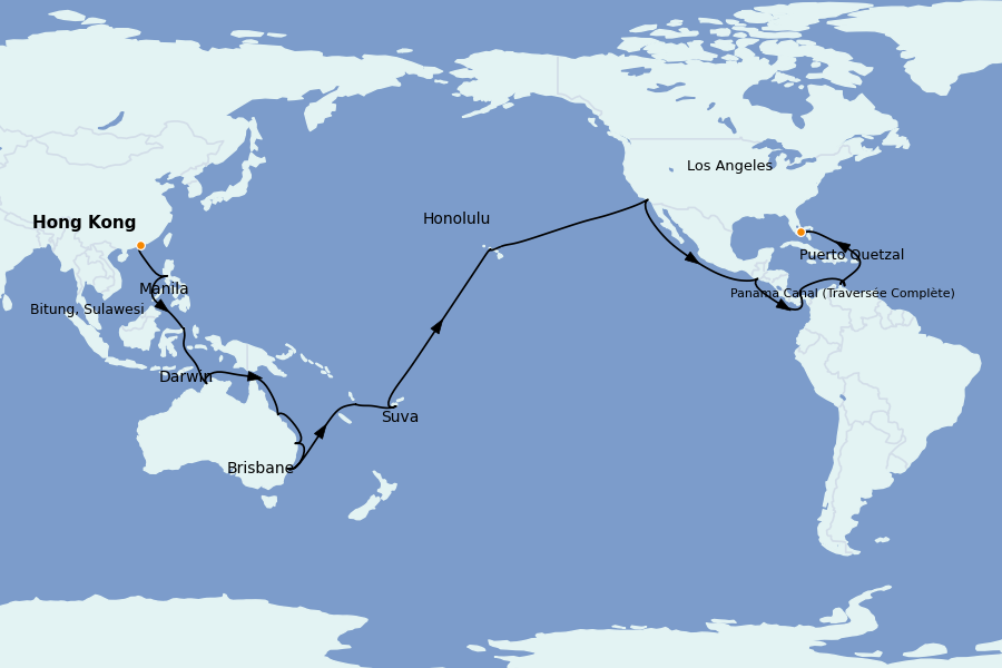 Itinerario del crucero Caribe del Este (Antillas) 51 días a bordo del Queen Anne