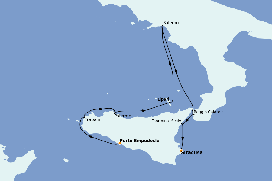 Itinéraire de la croisière Méditerranée 9 jours à bord du Le Boréal