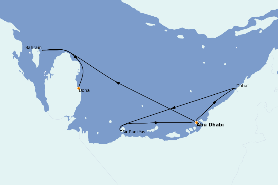 Itinéraire de la croisière Dubaï - Emirats 7 jours à bord du Celestyal Journey
