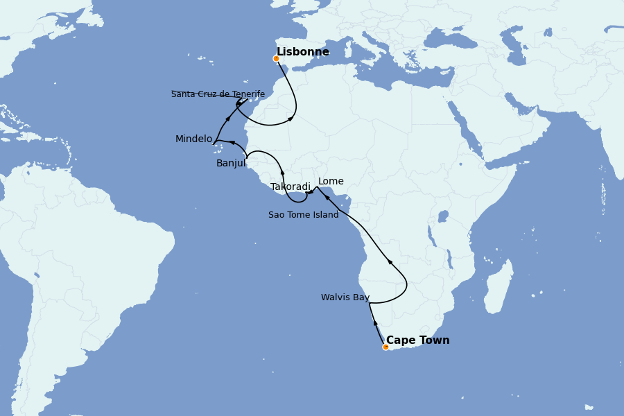 Itinéraire de la croisière Méditerranée Occidentale 23 jours à bord du Seven Seas Voyager