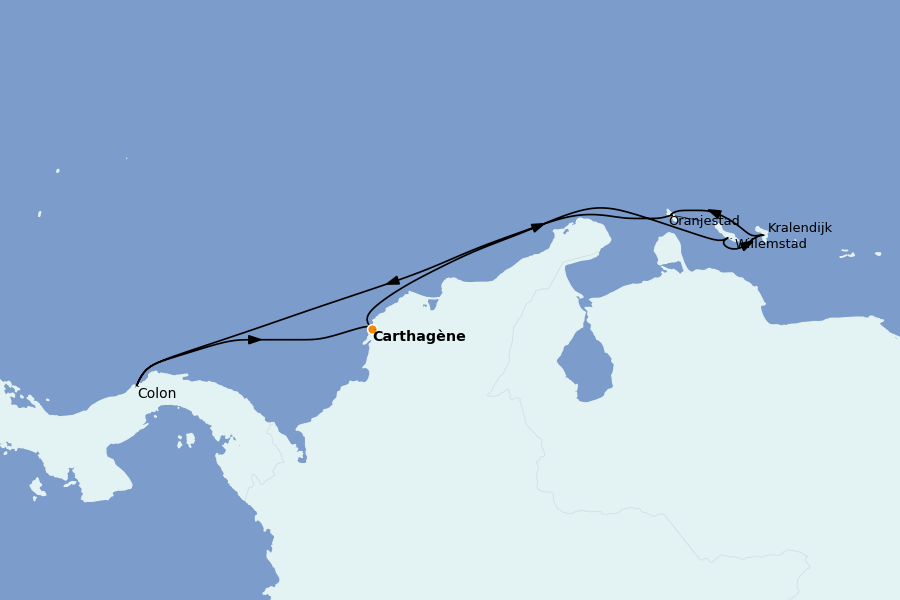 Itinéraire de la croisière Caraïbes de l'Est 7 jours à bord du Jewel of the Seas