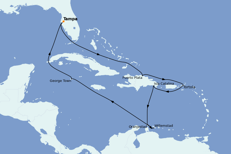 Itinéraire de la croisière Caraïbes de l'Est 11 jours à bord du Norwegian Jewel