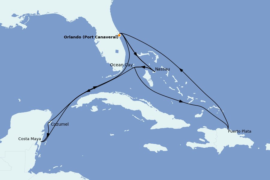 Itinéraire de la croisière Caraïbes de l'Est (Antilles) 14 jours à bord du MSC Grandiosa