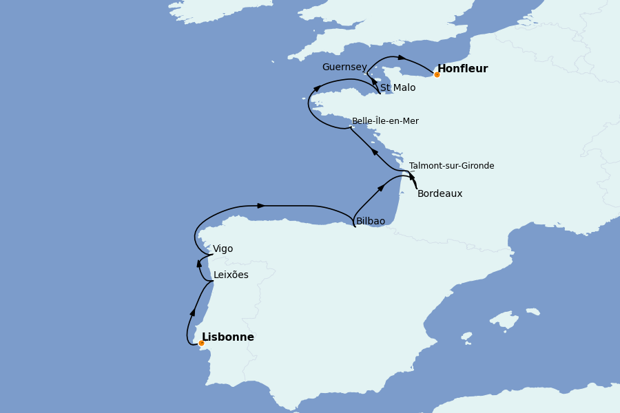 Itinéraire de la croisière Méditerranée Occidentale 11 jours à bord du L'Austral
