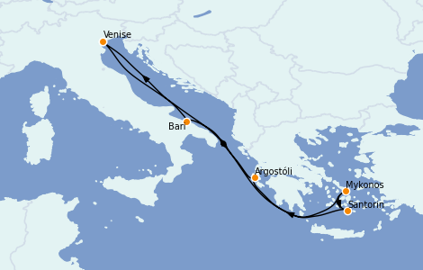 Itinéraire de la croisière Grèce & Adriatique 7 jours à bord du Costa Deliziosa