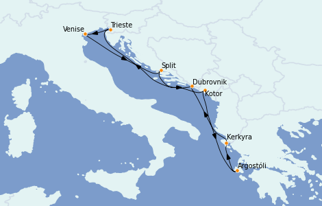 Itinéraire de la croisière Grèce & Adriatique 7 jours à bord du Costa Luminosa