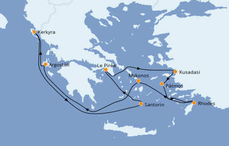 Itinéraire de la croisière Grèce & Adriatique 7 jours à bord du Norwegian Jade