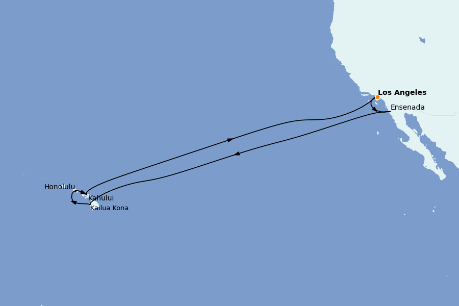 Itinéraire de la croisière Riviera Mexicaine et Amérique Centrale (Côte Pacifique) 16 jours à bord du Island Princess