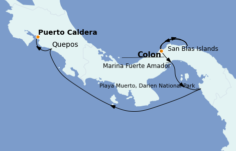 Itinéraire de la croisière Riviera Mexicaine 7 jours à bord du Le Bellot