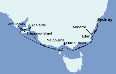 Itinéraire de la croisière Australie 2023 12 jours à bord du Seabourn Odyssey