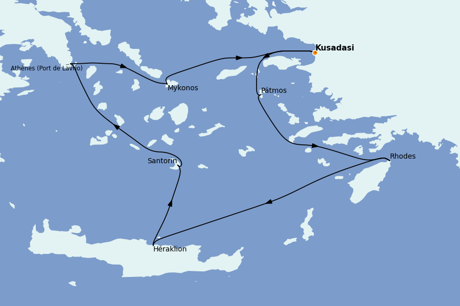 Itinéraire de la croisière Grèce & Adriatique 4 jours à bord du Celestyal Discovery