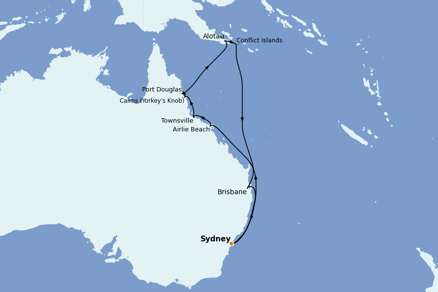 Itinéraire de la croisière Tahiti, Bora Bora, Cook Islands, Nouvelle-Calédonie, Fidji, Vanuatu, Samoa, Salomon 14 jours à bord du Grand Princess