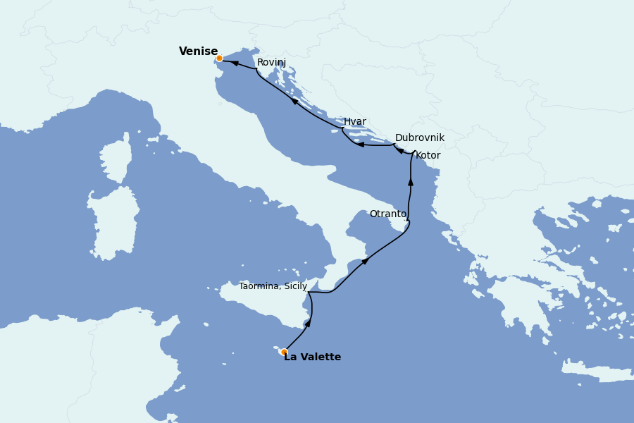 Itinerario del crucero Mediterráneo Occidental 7 días a bordo del L'Austral
