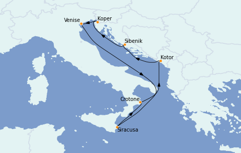 Itinéraire de la croisière Méditerranée 11 jours à bord du Seabourn Quest