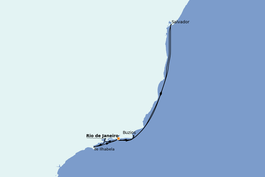 Itinéraire de la croisière Brésil, Argentine, Uruguay 8 jours à bord du MSC Armonia