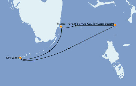 Itinéraire de la croisière Caraïbes de l'Est 3 jours à bord du Norwegian Pearl