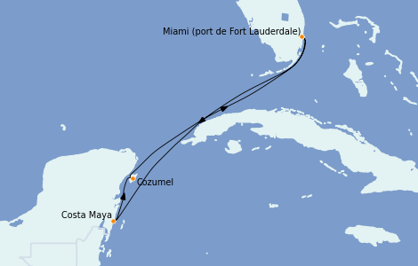Itinéraire de la croisière Caraïbes de l'Ouest 5 jours à bord du Caribbean Princess