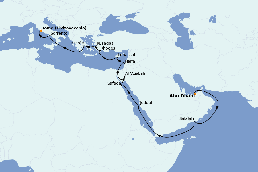Itinéraire de la croisière Grèce & Adriatique 23 jours à bord du Seven Seas Splendor