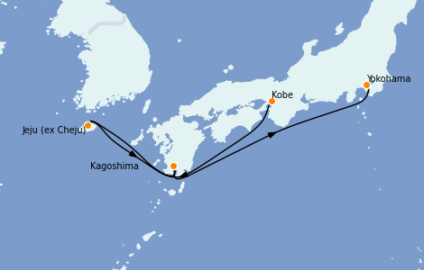Itinéraire de la croisière Asie 5 jours à bord du Diamond Princess