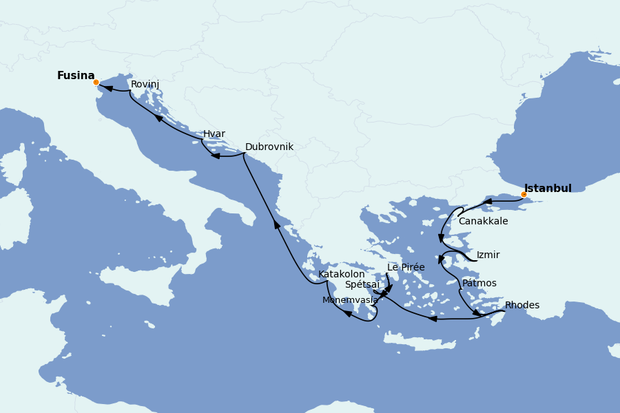 Itinéraire de la croisière Méditerranée Occidentale 14 jours à bord du Seabourn Encore