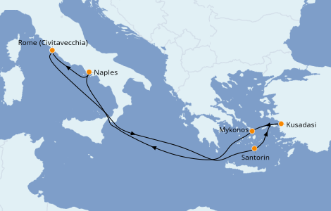 Itinéraire de la croisière Méditerranée 7 jours à bord du Odyssey of the Seas